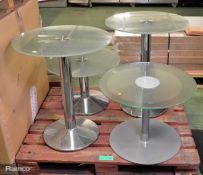 Glass Pedestal Table - L 600mm x W 600mm x H 460mm, 2x Glass Pedestal Tables - L 600mm x W 600