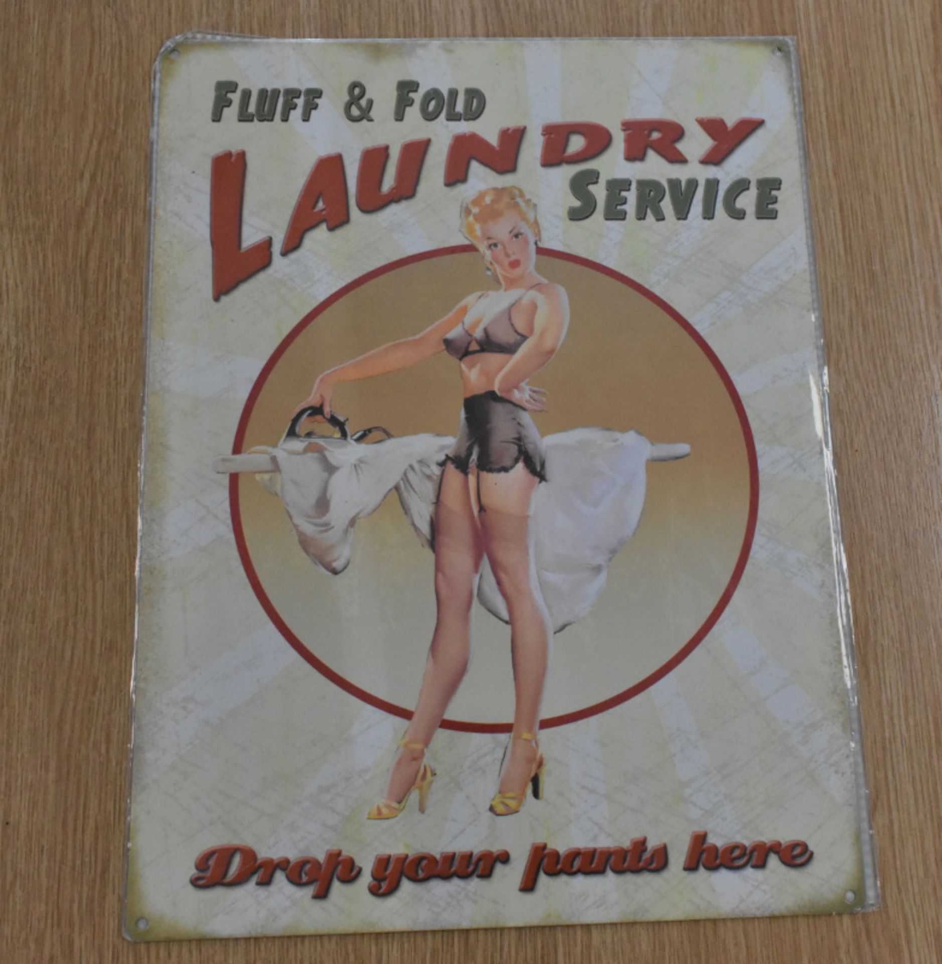 Metal Wall Sign 400mm x 300mm - Fluff & Fold laundry service - Image 2 of 2