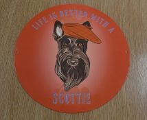 Metal Wall Sign 300mm diameter - Life is better with a Scottie