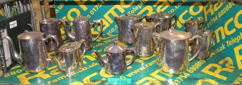 11x EPNS Coffee & tea pots - various sizes & designs