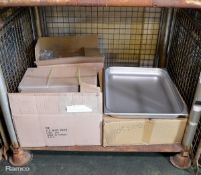 36x Plastic Jugs & 6x Large Stainless Steel Trays