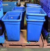 6x Blue plastic storage bins