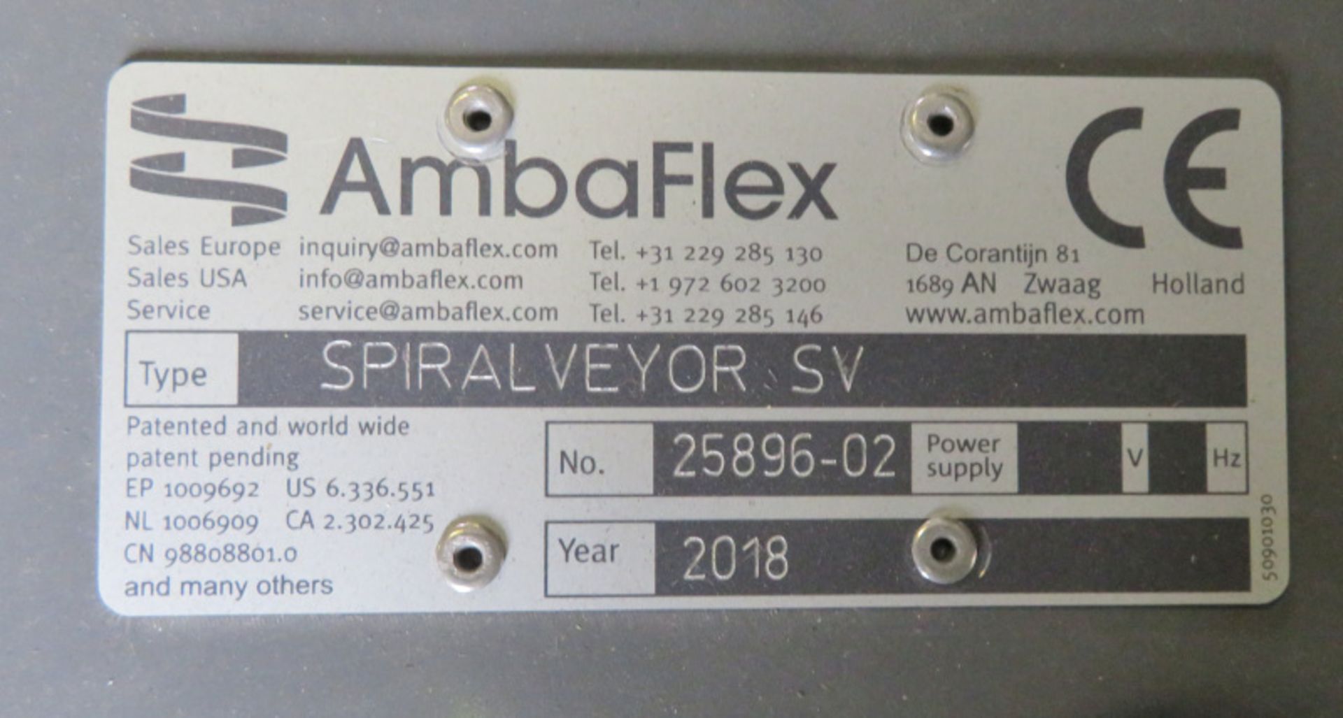 Ambaflex Spiralveyor SV conveyor system - Number 25896-02 - 2018 model - L2190 x D1800 x H3800mm - Image 5 of 8