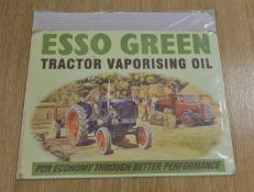 Metal Wall Sign 400mm x 300mm - Esso Green Tractor Vaporising Oil