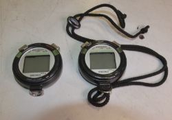 2x Seiko Water Resistant 3 Bar Electro Luminescence Stopwatches
