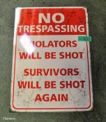 No trespassing tin poster