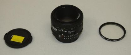 Nikon AF Nikkor 50mm - 1:1.8 Lens - Serial No. 4599485 with HOYA 52mm UV(O) Filter