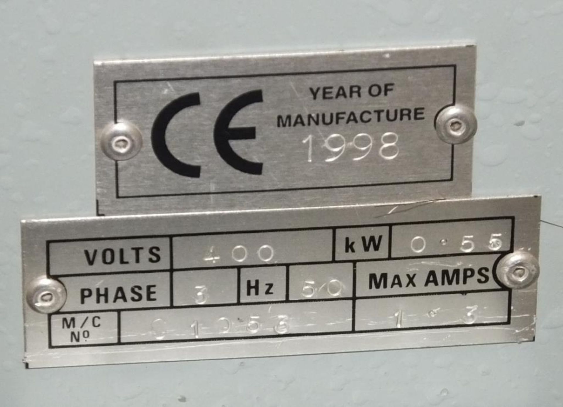 Conect CB1 Bandfacer System - M/C No. C1053 - 400v - 0.55kW - 3 phase - 50Hz - 1.3 max amp - Image 5 of 8