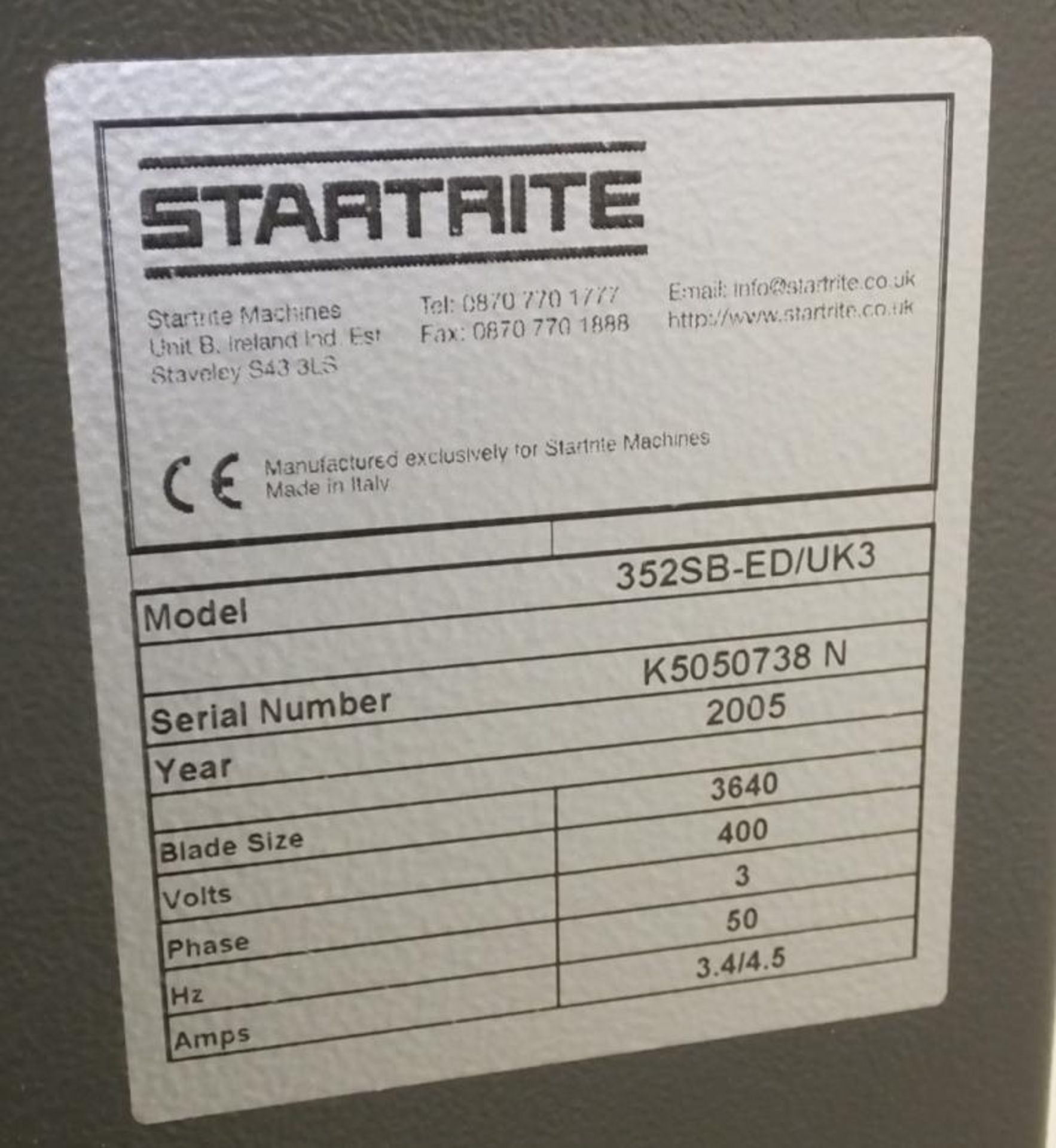 Startrite bandsaw 352SB-ED/UK3 - serial K5050738N - 2005 - blade size - 3640 - 400V - 3ph - 50hz - Image 11 of 15