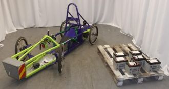 4 wheel electric Go-Kart - with 2 batteries, DC electric motor & 6x Yuasa REC36-12I 12v Batteries