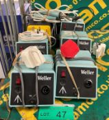 6x Weller soldering stations - bases & irons