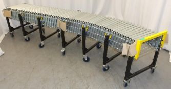 Mobile Roller conveyor unit - 6100mm extended x roller width 460mm x height 760mm
