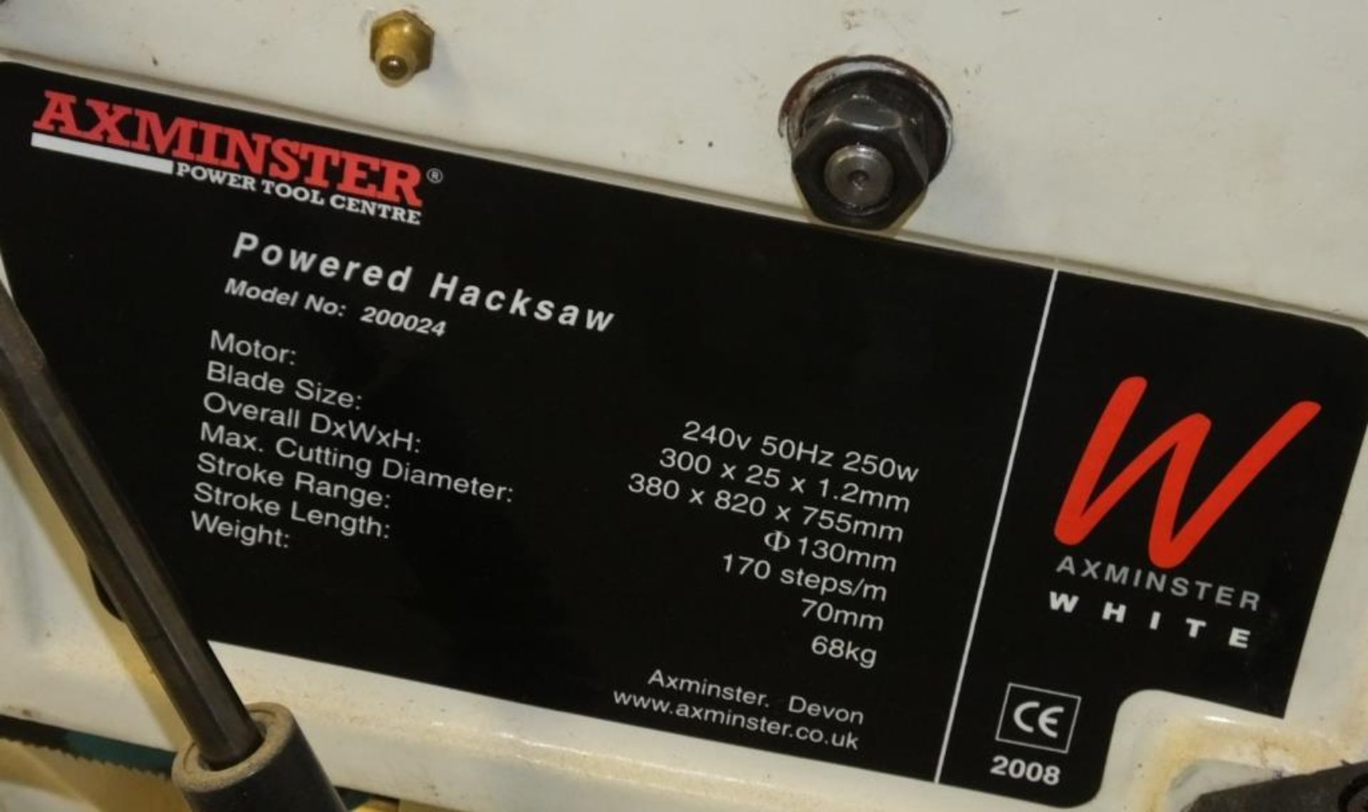 Axminster Powered Hacksaw - 200024 - motor 240V 50hz 250W - blade size 300x25x1.2mm - Image 3 of 11
