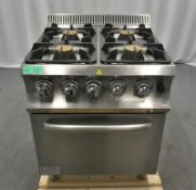 Hobart Gas Oven with 4 Burner top on Open Cupboard - Model HCSG4F77XL