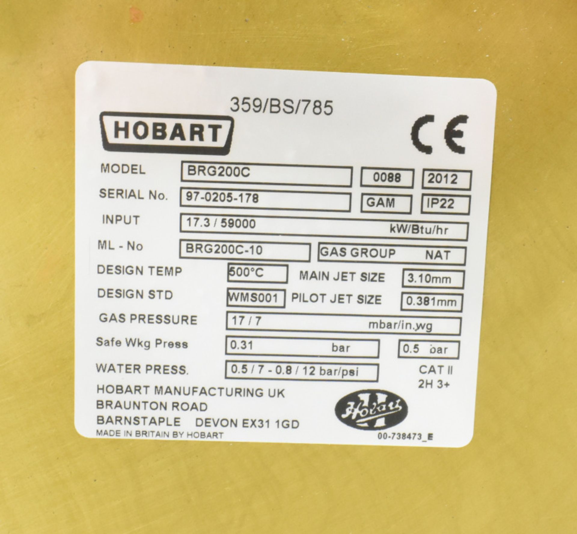 Hobart Pressure Water Boiler - Model BRG200-10 - Image 3 of 13