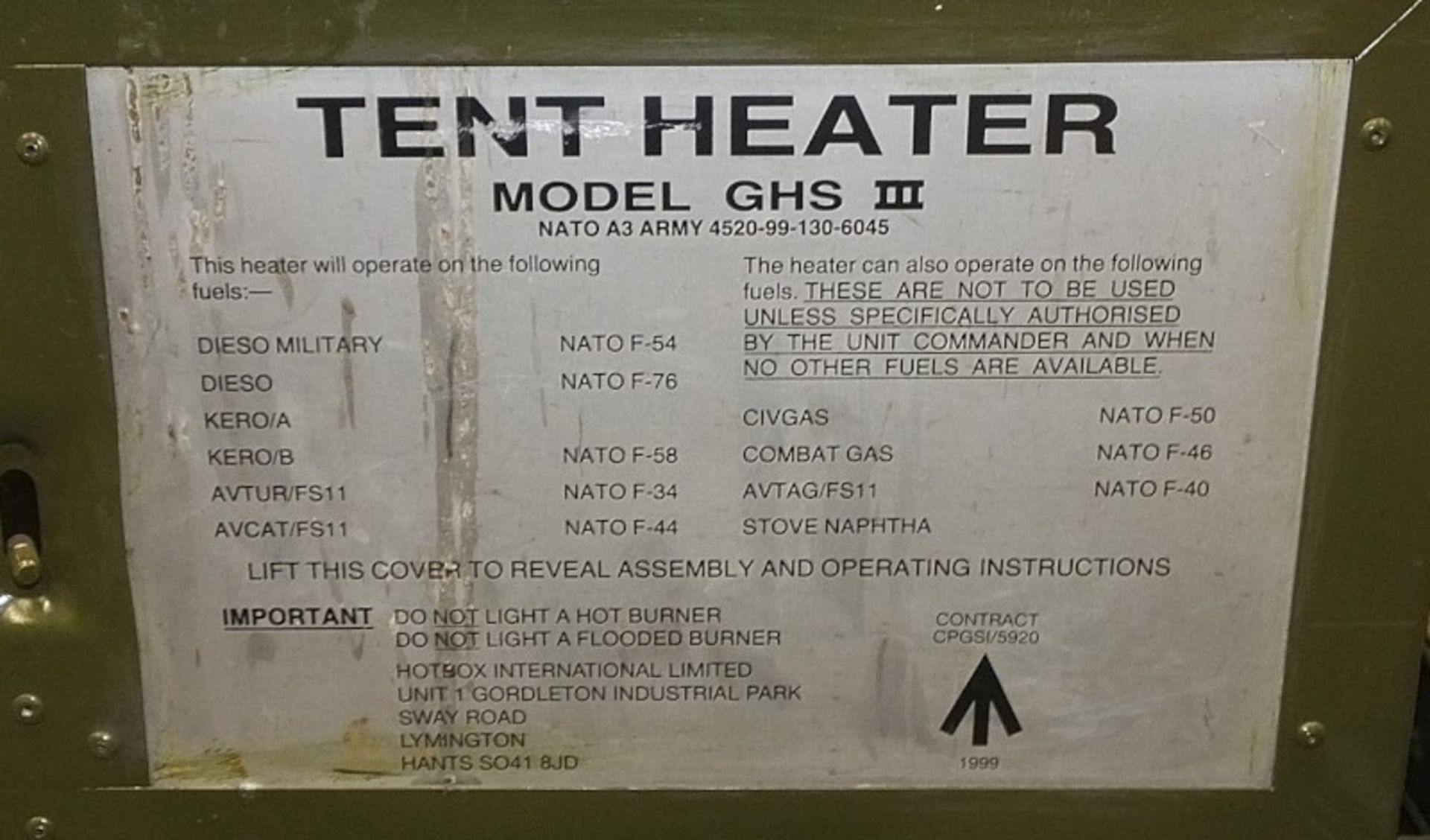 HotBox Heaters Tent Heater GHS III - NSN 4520-99-130-6045 Output - 5-15kW, Ex-MOD specific - Image 7 of 10