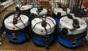 6 x Numatic Hoovers with 6 hoses, untested, please see pictures for models