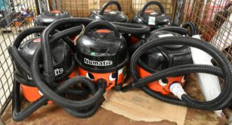 6 x NBV190 Numatic Hoovers with 1 Battery Charger, Accompanied by 6 hoses and 6 Batteries
