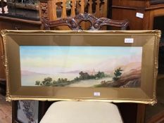 Giaretta Jullious, Sunset on Lake Maggiore, watercolour, signed lower right, in moulded gilt frame