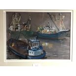 Robert S Alexander (20thc. British Canadian), Fishing Boats, pastel on paper, monogrammed and