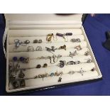 A ring box containing a mixed lot of pendent and stud earrings, various metals (a lot)
