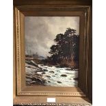 Thomson Laing (19thc. Scottish), The Falls of Docherty, oil on board, signed lower left (33cm x