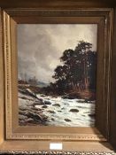 Thomson Laing (19thc. Scottish), The Falls of Docherty, oil on board, signed lower left (33cm x