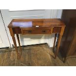 A 19thc style yew wood side table, the rectangular top with reeded edge, fitted single frieze drawer
