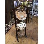 A 20thc mahogany folding three tier cakestand (h.86cm)