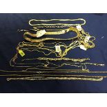 A mixed lot of gilt metal chains, necklaces, bracelets etc., predominantly marked 925 (112g)