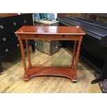 A 19thc style Continental hall table, the crossbanded rectangular top with plain edge above two