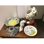 A mixed lot of pottery and china including a Lladro polar bear, an Old Kirk Holy Loch polar bear,