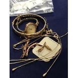 A mixed lot of jewellery including a lady's 9ct gold wristwatch together with a Northmans style axe,