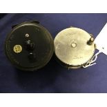 A Hardy's Bros. The Perfect 3 5/8 fishing reel (signs of wear) together with The Viscount 150