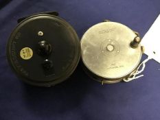 A Hardy's Bros. The Perfect 3 5/8 fishing reel (signs of wear) together with The Viscount 150