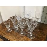A mixed lot of 19thc./20thc. glasses including rummer style glasses and fluted liqueur glasses (11)