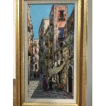 Ornella Ricca, 20thc. Italian School, Street Scene, oil on board, signed lower right, framed (39cm x