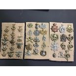 A collection of British military cap badges including Lancers, Scottish etc. (41)
