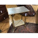 A 1920s bamboo side table, the rectangular top with moulded raised on bamboo supports, united by