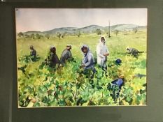 John Chisholm (British b.1917), the Grape Pickers, watercolour, signed (23cm x 31cm)