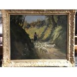 Henry Arthur Jenkins, Herding Sheep, oil on board, signed lower right, in moulded gilt frame (38cm x