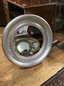 A 19thc style circular wall mirror with moulded frame (67cm x 55cm)