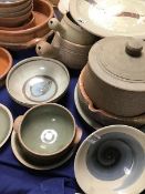 A mixed lot of glazed Art Pottery stoneware together with unglazed stoneware kitchen pots and part