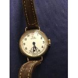 A lady's Record, 9ct gold wristwatch, the circular case with enamelled dial, arabic numerals and