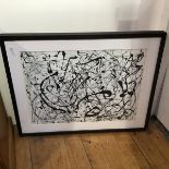 After Jackson Pollock, a lithographic print drop painting (50cm x 70cm)