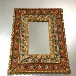 Indian reverse painted eglomise double bordered rectangular framed wall mirror with decorated C