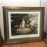 After George Morland, A Party Angling, print in gilt glazed frame (48cm x 58cm)