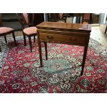 A modern Chinese hardwood side table, the moulded rectangular top above a frieze drawer, raised on