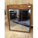 A modern Chinese cherrywood mirror, the rectangular channel moulded frame with central medallion