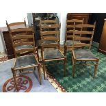 A set of six mid 20thc. fruitwood dining chairs, in the manner of the Cotswolds School, each